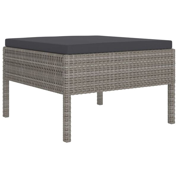 vidaXL Set de muebles de jardín 7 pzas y cojines ratán sintético gris