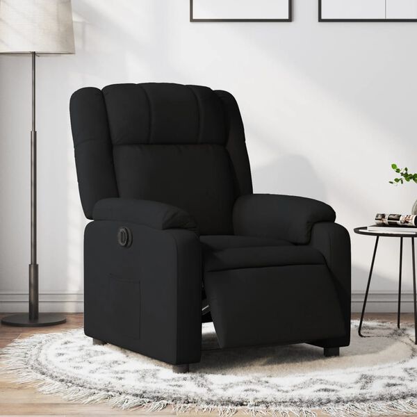vidaXL Sill&oacute;n reclinable el&eacute;ctrico de tela negro