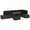 vidaXL Conjunto de sof&aacute; de jard&iacute;n 7 uds. Negro Polirat&aacute;n