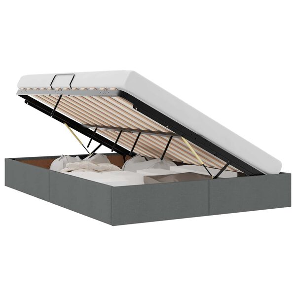 vidaXL Cama con almacenamiento Gris oscuro 140 x 200 cm tela