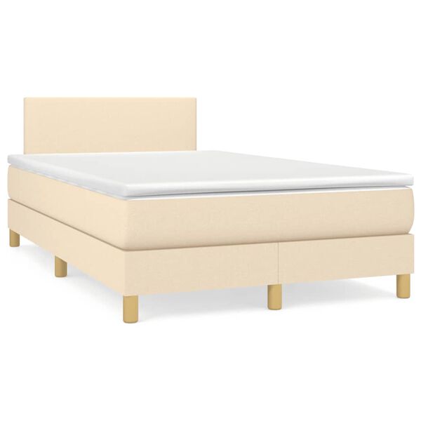 vidaXL Cama box spring con colch&oacute;n tela color crema 120x190 cm