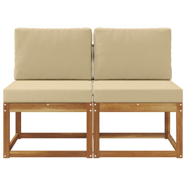 vidaXL 2 Pieza Sof&aacute; intermedio de exterior Madera de Acacia S&oacute;lida