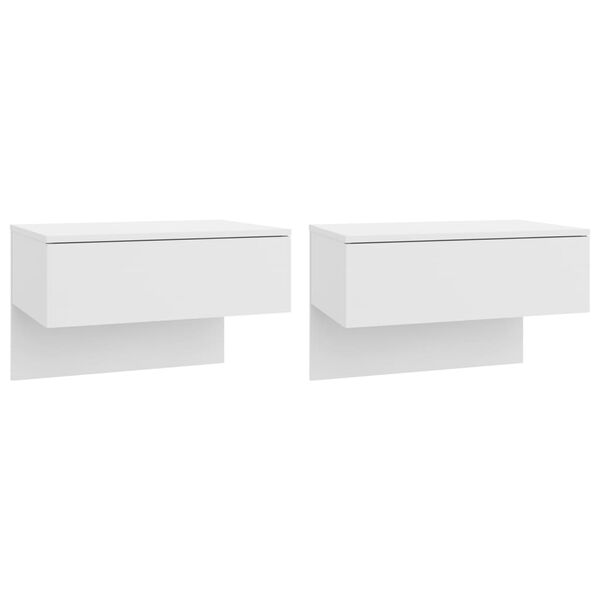vidaXL Mesitas de noche de pared 2 unidades blanca