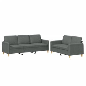 vidaXL Juego de sof&aacute;s con cojines 2 piezas tela gris oscuro