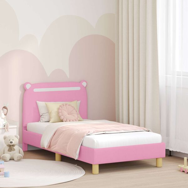 vidaXL Cama para niños con cabecero con cabecera Rosa 80 x 160 cm tela