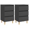 vidaXL Mesitas de noche patas madera maciza gris 2 uds 40x35x69 cm