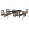 vidaXL Conjunto de Comedor de Jard&iacute;n 7 pcs Gris y Negro Rat&aacute;n