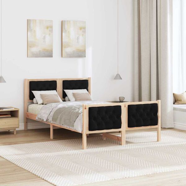 vidaXL Estructura de cama Negro 120 x 190 cm Madera de pino macizo