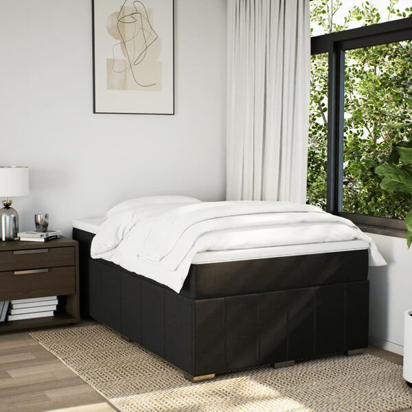 vidaXL Cama box spring con colch&oacute;n tela negro 120x190 cm