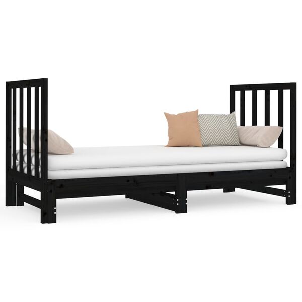 vidaXL Sof&aacute; cama extra&iacute;ble sin colch&oacute;n negro 2x(90x190) cm