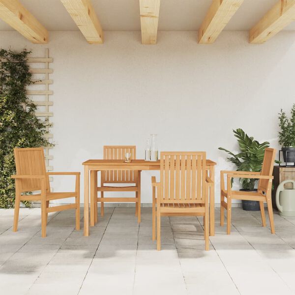 vidaXL Juego de comedor para jard&iacute;n 5 piezas madera maciza de teca