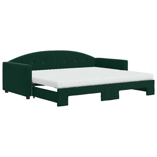 vidaXL Sof&aacute; cama nido con colch&oacute;n terciopelo verde oscuro 90x200 cm