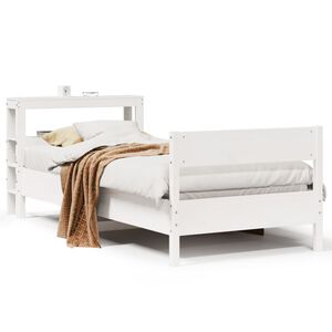 vidaXL Estructura de cama sin colch&oacute;n madera maciza blanca 75x190 cm