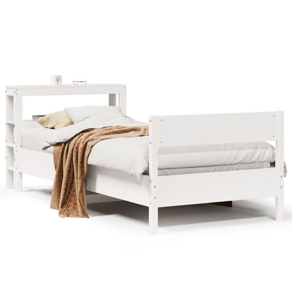 vidaXL Estructura de cama sin colch&oacute;n madera maciza blanca 75x190 cm