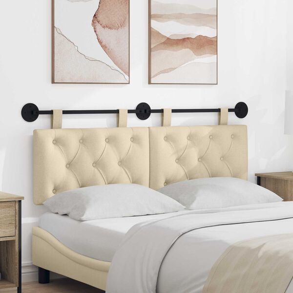 vidaXL Cabecera Colgante Crema 130 x 55 x 7 cm tela