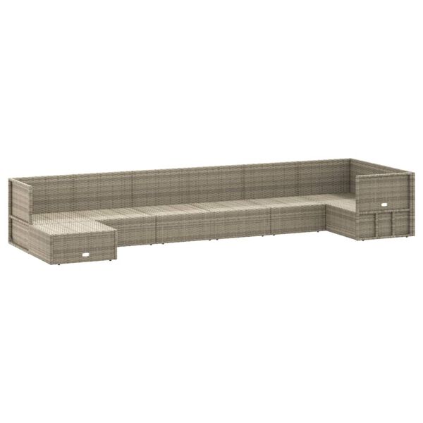 vidaXL Set de muebles de jardín 8 pzas y cojines ratán sintético gris