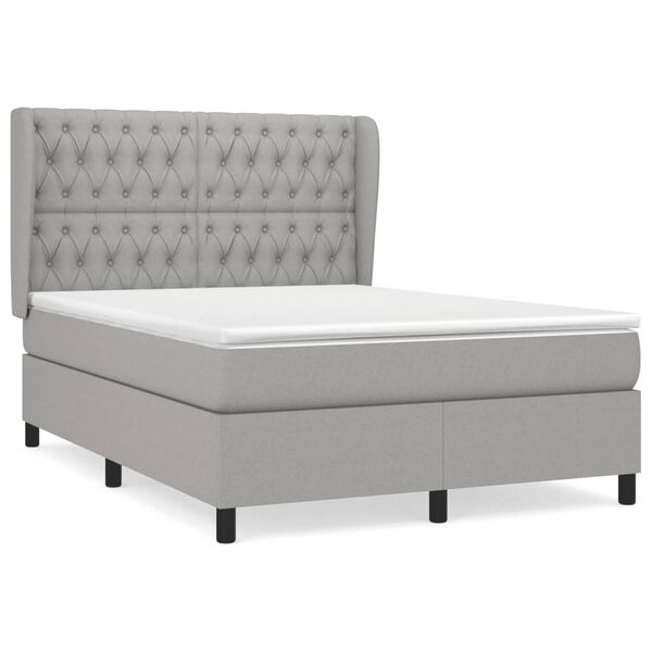 vidaXL Cama box spring con colch&oacute;n tela gris claro 140x200 cm