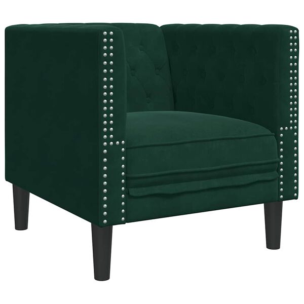 vidaXL Sill&oacute;n Chesterfield de terciopelo verde oscuro