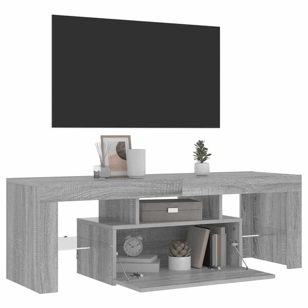 vidaXL Mueble de TV con luces LED gris Sonoma 120x35x40 cm