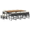 vidaXL Set comedor de jard&iacute;n con cojines 13 pzas rat&aacute;n sint&eacute;tico negro