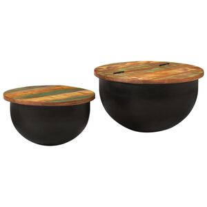 vidaXL Juego de mesas de centro 2 piezas madera maciza reciclada