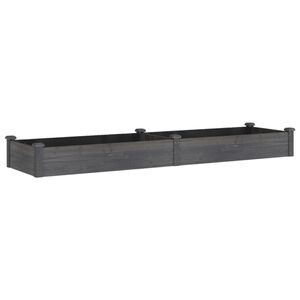 vidaXL Jardinera arriate con forro madera abeto gris 240x60x25 cm