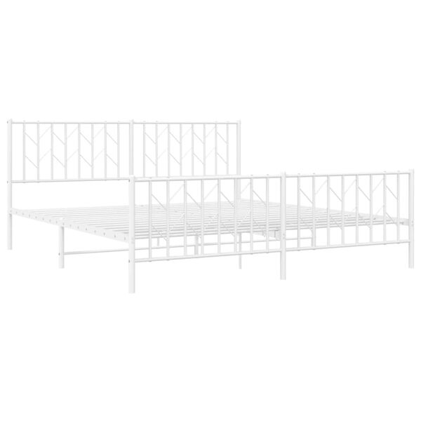vidaXL Estructura cama sin colch&oacute;n con estribo metal blanco 183x213 cm