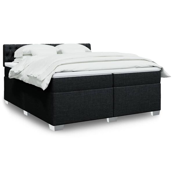 vidaXL Cama box spring con colch&oacute;n tela negro 200x200 cm