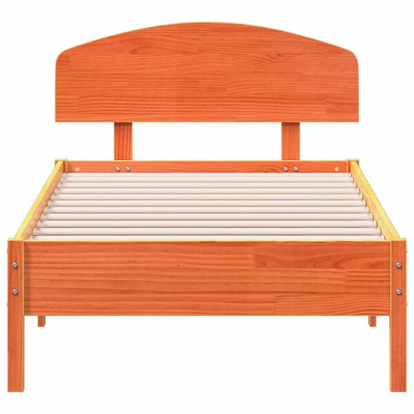 vidaXL Cama sin colch&oacute;n madera maciza de pino marr&oacute;n cera 100x200 cm