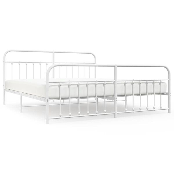 vidaXL Estructura cama sin colch&oacute;n con estribo metal blanco 193x203 cm