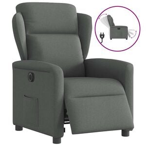 vidaXL Sill&oacute;n reclinable el&eacute;ctrico de tela gris oscuro