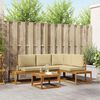 vidaXL Conjunto de sof&aacute;s de exterior con coj&iacute;n 5 Pieza Natural y Beige