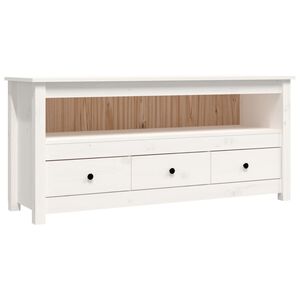 vidaXL Mueble para TV de madera maciza de pino blanco 114x35x52 cm