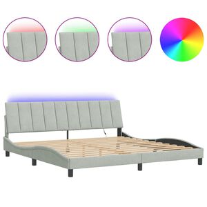 vidaXL Estructura de cama con LED sin colch&oacute;n Hanko terciopelo gris claro 200x200 cm