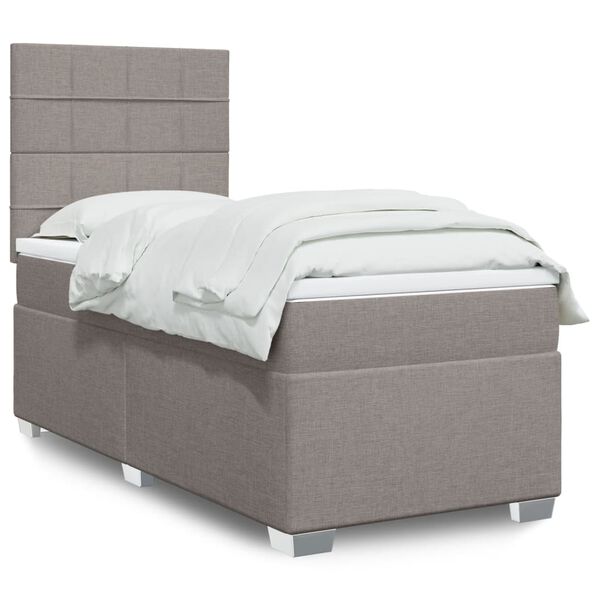 vidaXL Cama box spring con colch&oacute;n tela gris taupe 90x190 cm