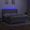 vidaXL Cama box spring colch&oacute;n y luces LED tela gris claro 160x200 cm