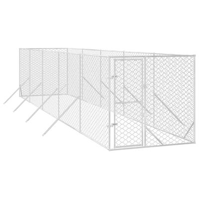 vidaXL Perrera de exterior acero galvanizado plateado 2x10x2 m