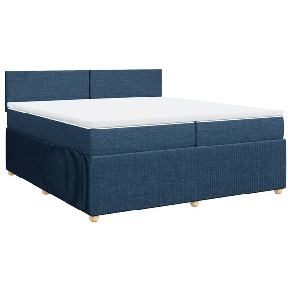 vidaXL Cama box spring con colch&oacute;n tela azul 200x200 cm