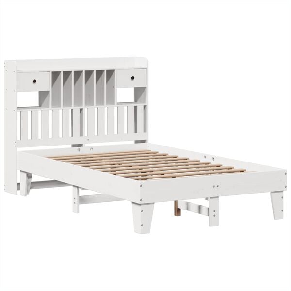vidaXL Estructura de cama sin colch&oacute;n madera de pino blanco 135x190 cm