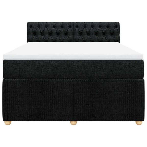 vidaXL Cama box spring con colch&oacute;n tela negro 140x200 cm