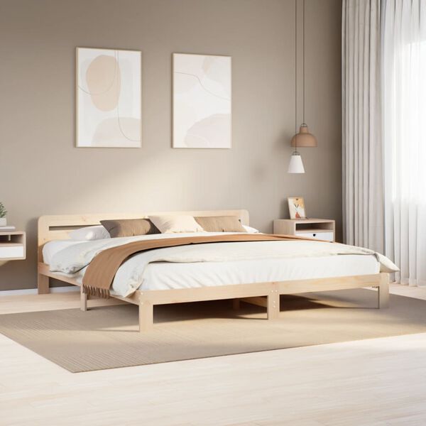vidaXL Estructura de cama sin colch&oacute;n madera maciza de pino 180x200 cm