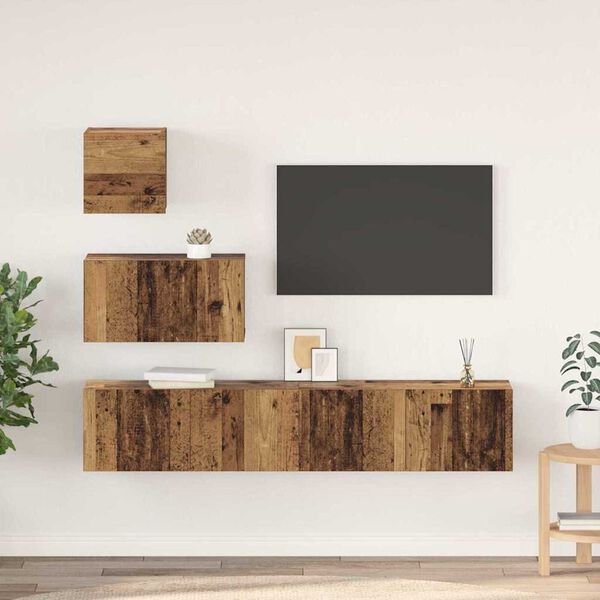 vidaXL Conjunto de mueble de TV 4 pcs Madera envejecida