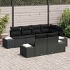 vidaXL Conjunto de sofás de jardín 7 pcs Negro ratán sintético