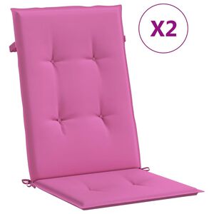 vidaXL Coj&iacute;n silla de jard&iacute;n respaldo alto 2 uds tela rosa 120x50x3 cm