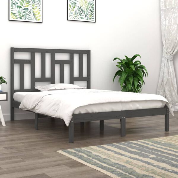 vidaXL Estructura de cama de madera maciza de pino gris 200x200 cm