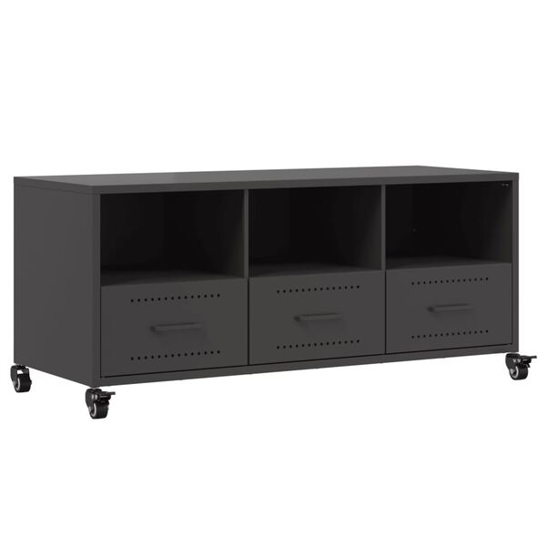 vidaXL Mueble de TV acero negro 100,5x39x43,5 cm