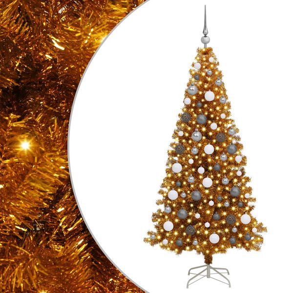 vidaXL &Aacute;rbol de Navidad con 300 LED con soporte Dorado 180 cm PET