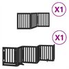 vidaXL Puerta para perros plegable 9 paneles madera &aacute;lamo negra 450 cm