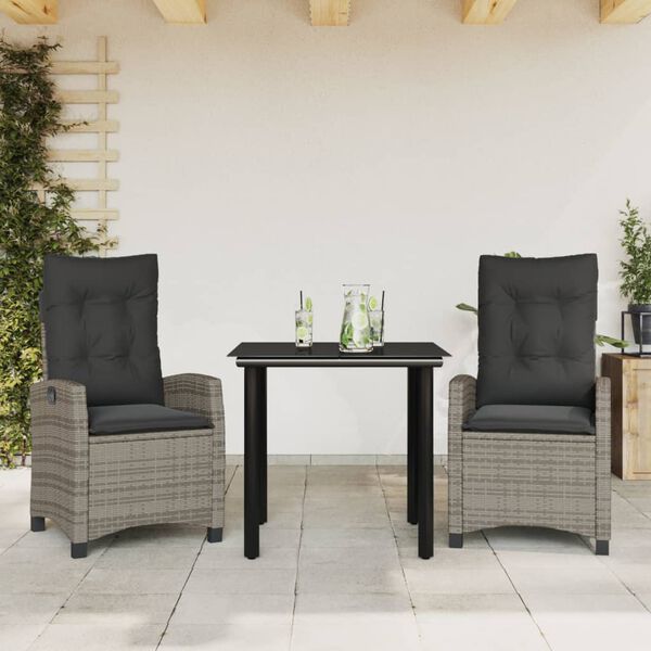 vidaXL Set comedor de jardín 5 piezas con cojines ratán sintético gris