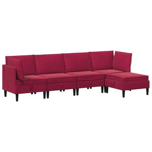 vidaXL Juego de muebles de sal&oacute;n 5 uds. Rojo vino Terciopelo